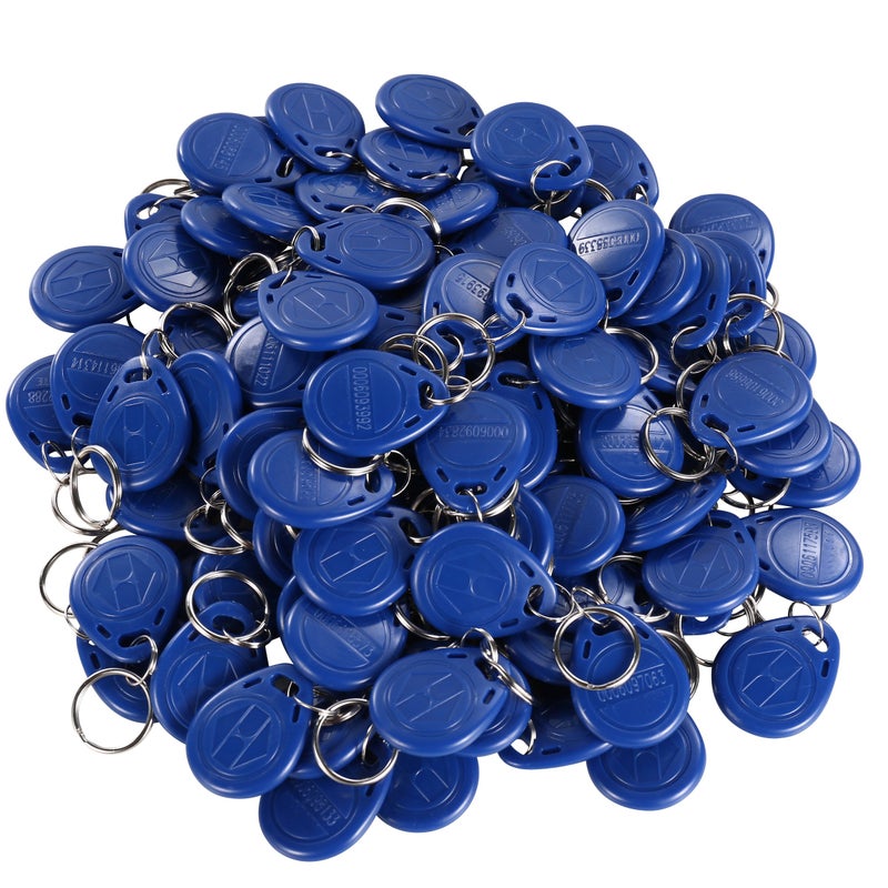 UHPPOTE Proximity 125KHz RFID EM-ID Card Keyfob for Door Access Control - Read Only - Color Blue - 100 Pack - Image 1
